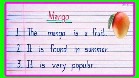 Mango 10 Lines In English My Favourite Fruit Mango Essay Writing