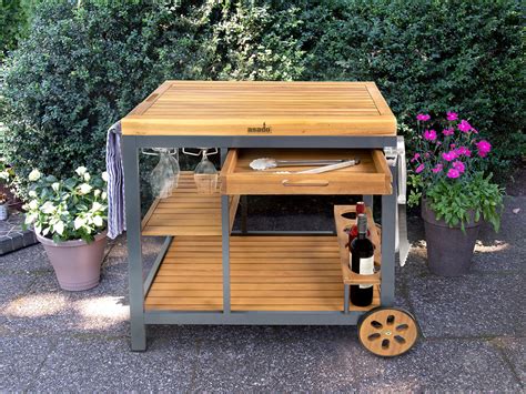 Asado Bbq Trolley Ally Mit Ausziehbarer Arbeitsplatte Braun