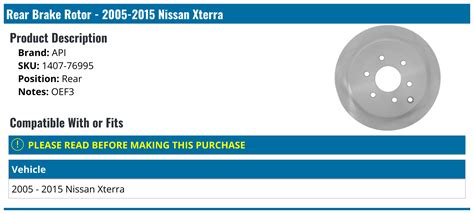 2005 2015 Nissan Xterra Brake Rotor Api 18395 07650468 Rear