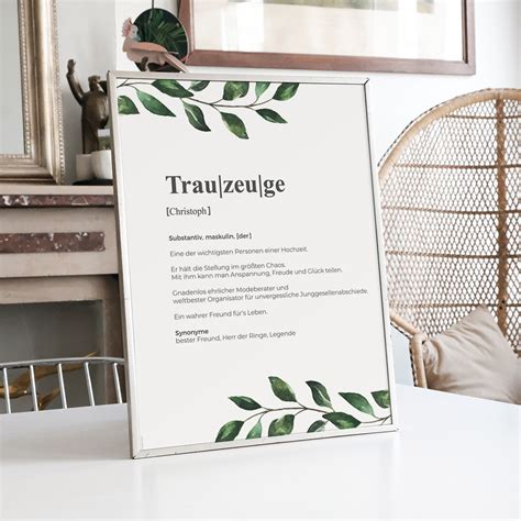 Definitionsposter Trauzeuge 2 Geschenkidee Personalisiert