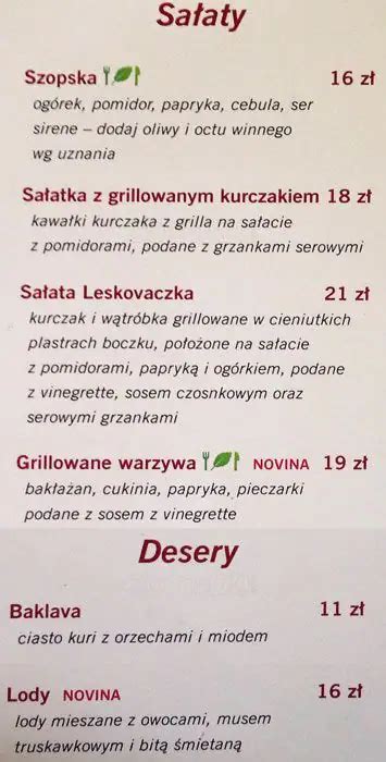 Menu At Ma Y Belgrad Restaurant Warsaw