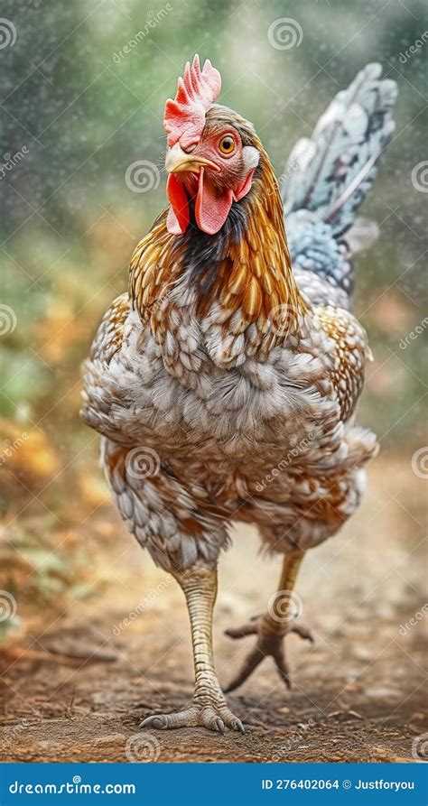 Running Funny Chicken at Spring. Generative Ai Stock Illustration ...