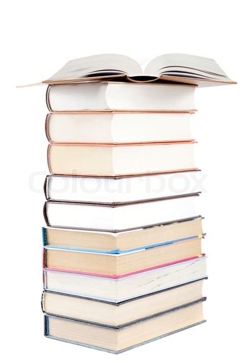 Ein Stapel Bücher auf einem weißen Stock Bild Colourbox