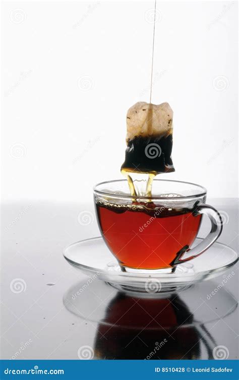 Glass Cup Of Tea And A Tea Bag Stock Photo Image Of Reflection Drink