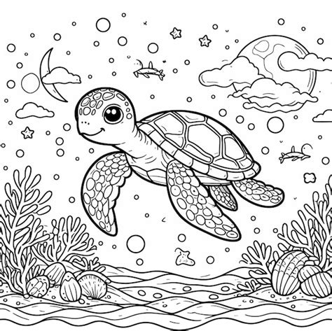 Una Tortuga Est Nadando En El Oc Ano Y Est Dibujada En Blanco Y Negro