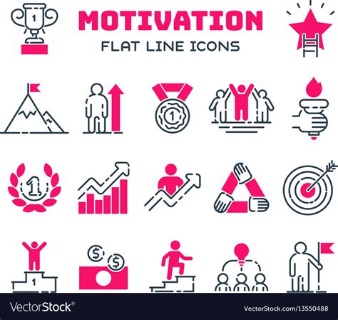 Motivations Outline Icons Set Royalty Free Vector Image