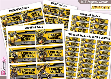 Kit Etiquetas Escolar Bumblebee No Elo7 Personaliss E16744