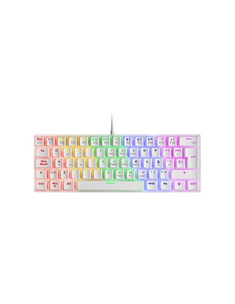 Mars Gaming MK60 Teclado Mecánico Blanco FRGB Switch Azul Online Canarias