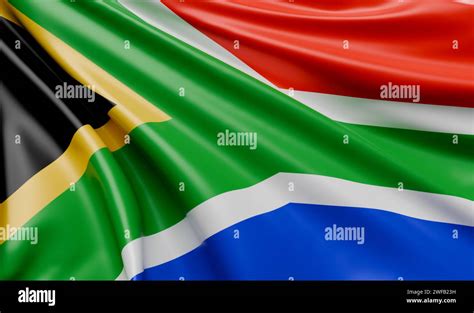 Waving South Africa Flag Satin Fabric D Illustration Render Stock