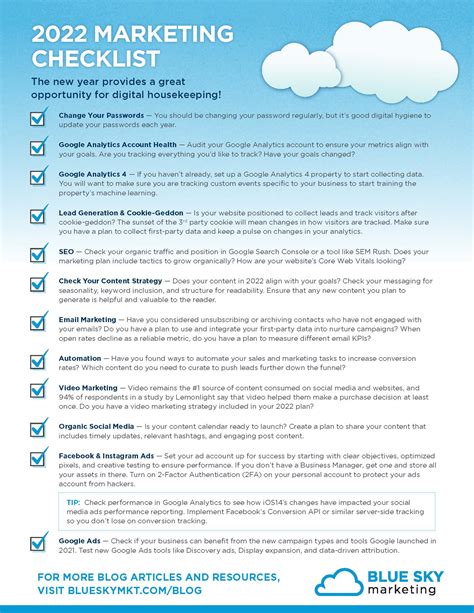 Your 2022 Digital Marketing Checklist Blue Sky Marketing