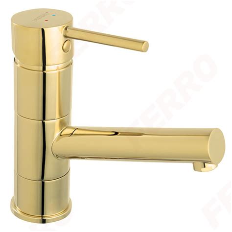 Fiesta Bright Gold Standing Washbasin Mixer With Swivel Spout