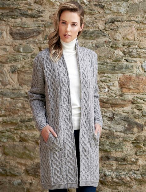 Ladies Aran Cable Knit Coat Aran Sweater Market