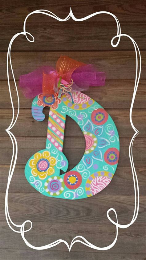 Colorful Polka Dot Wood Letter Initial Door Hanger Etsy