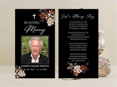 Editable Funeral Prayer Card Template Printable Memorial Prayer Card Template Prayer Cards For