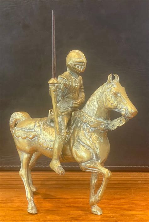 Solid Cast Brass Medieval Armored Knight On Horse Sculpture For Sale At