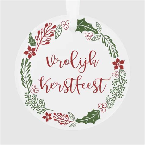 Dutch Merry Christmas Wreath, Vrolijk Kerstfeest Ornament | Zazzle