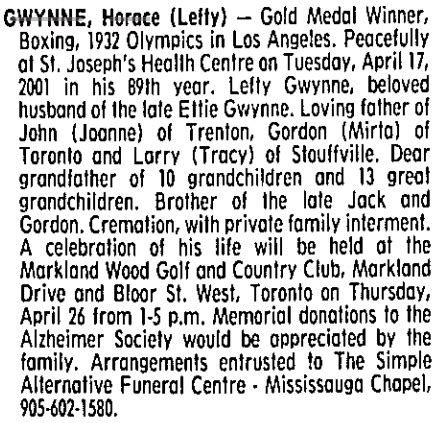 Horace Lefty Gwynne Find A Grave Memorial