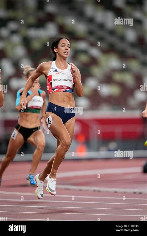 Katarina Johnson-Thompson participating in the 200-meter heptathlon at ...