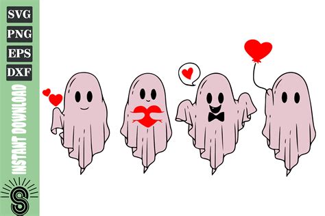 Cute Ghost Valentine S Day Svg Graphic By Svgcronutcom Creative Fabrica