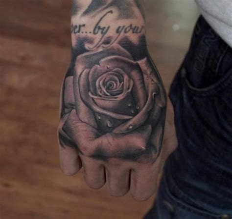 Realistic Rose Flower Tattoo Rose Tattoos For Men Hand Tattoos For Guys Rose Hand Tattoo