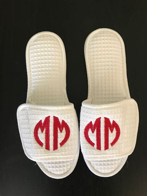 Monogrammed Slippers/ Waffle Slippers/ Monogrammed Spa Shoes/ | Etsy