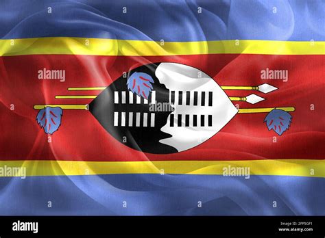 3D Illustration Of A Eswatini Flag Realistic Waving Fabric Flag Stock