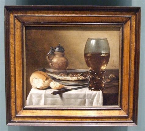 Ipernity Still Life With Stoneware Jug Wine Glass Herring And Bread By Claesz In The Boston