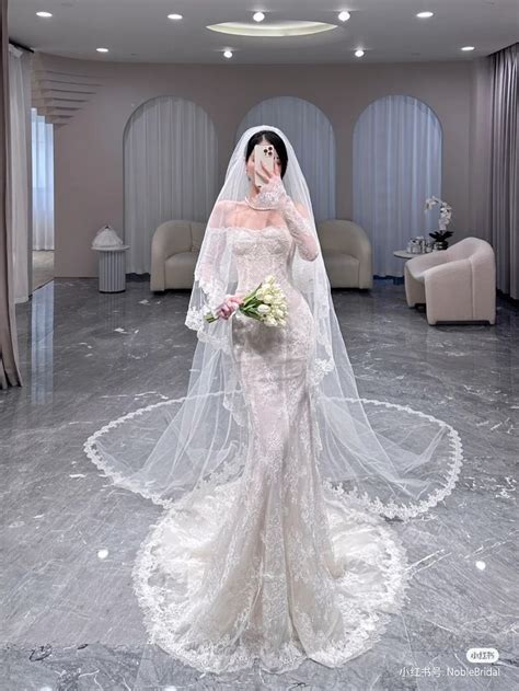 Korean Wedding Dress | Korean wedding dress, Wedding dress with veil ...