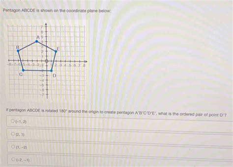 Solved Pentagon Abcde Is Shown On The Coordinate Plane Below If