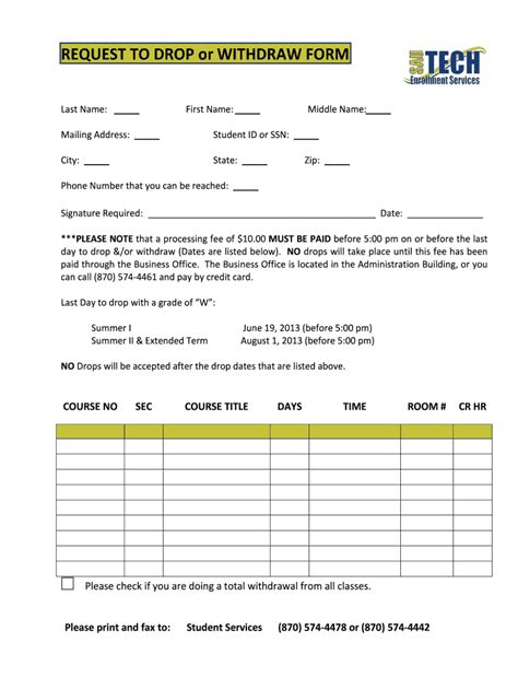 Fillable Online Sautech Drop Or Withdraw Sautech Fax Email Print