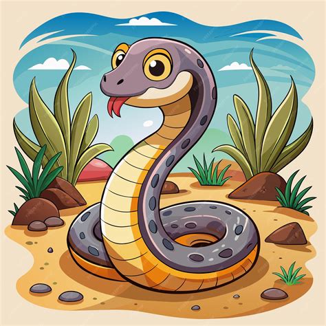 premium vector  cartoon drawing   snake   title snake
