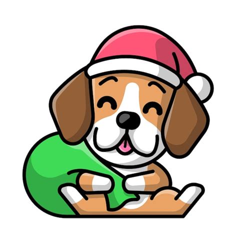 Um Lindo Cachorro Beagle Est Usando Um Chap U De Papai Noel E