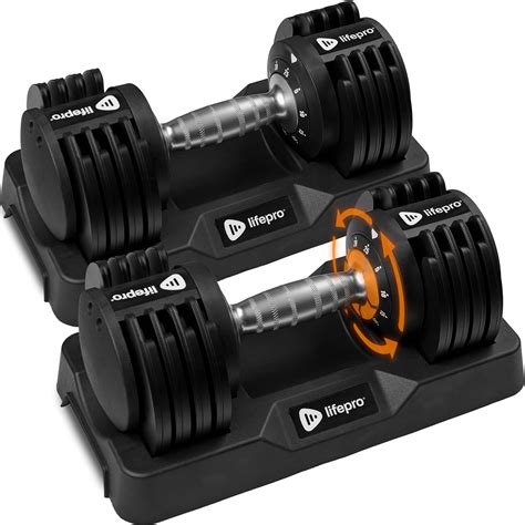 LifePro Adjustable Dumbbell Set – 5-25 lb Dumbbells Set of 2, Quick