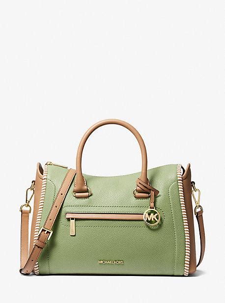 Michael Kors Carine Large Two Tone Leather Satchel In Green Lyst