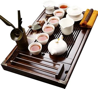 Amazon Fanquare Chinese Ceramic Kung Fu Tea Set With Tea Tray And