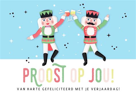 Kerst Verjaardagskaart Met Proostende Kaartje Go