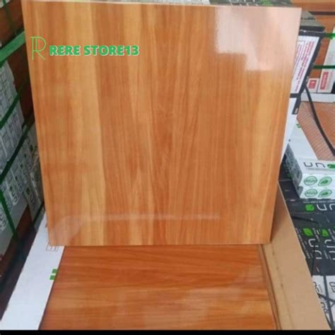 Jual Keramik Uno X Motif Kayu Brown Glosy Kilap Shopee Indonesia