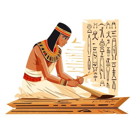 Premium Vector Egyptian Scribe Sitting On The Floor And Writing