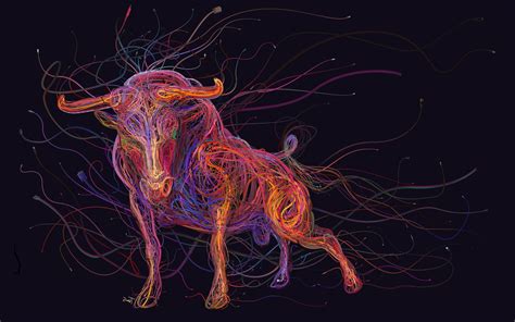 Papel De Parede Colorida Ilustração Arte Digital Animais Fios