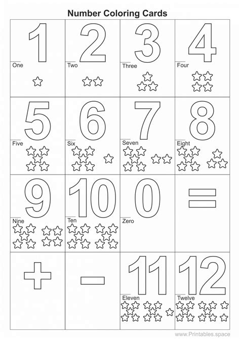 Number Coloring Cards - printable template - Free Printables