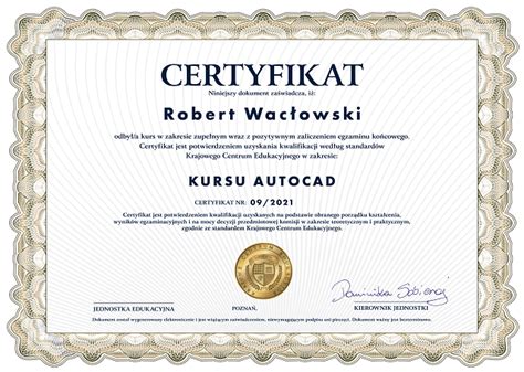 Kurs Autocad Certyfikaty