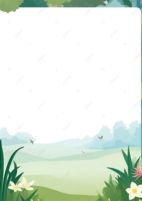 Green Blue Illustrated Nature Scenery Page Border Background Wallpaper ...