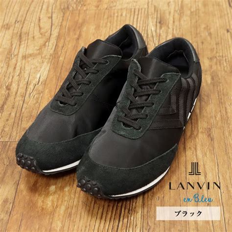 【未使用】lanvin En Bleu M 26cm スニーカー レザー切替 ロゴ アイコンマーク ローカット 日本製 靴シューズ 新品 黒