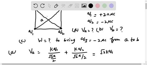 Solved Point Charges Q1200μc And Q2−200μc Are Placed At Adjacent Corners Of A Square For