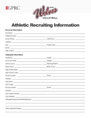 Fillable Online Athletic Recruiting Information Gprc Fax Email Print