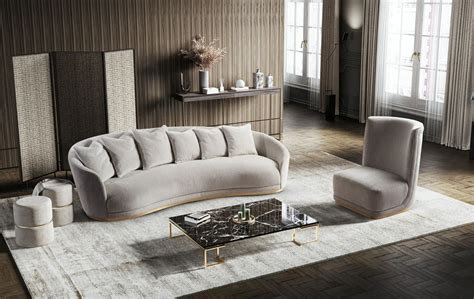 Casa Padrino Luxury Sofa Light Gray Brass 308 X 110 X H 90 Cm