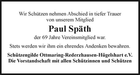 Traueranzeigen Von Paul Sp Th Augsburger Allgemeine Zeitung