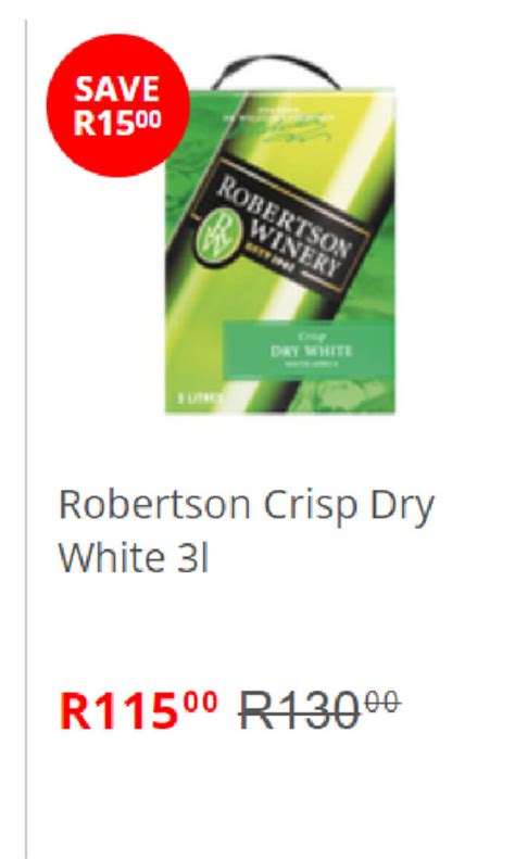 Robertson Crisp Dry White 3L Offer At Pick N Pay Liquor