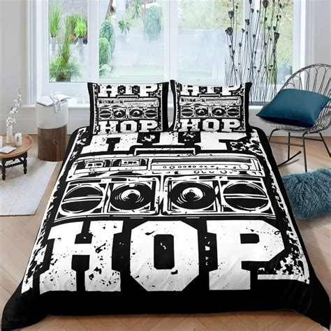 Rock Music Duvet Coverjazz Music Bedding Set For Teens Hip Hop Graffiti