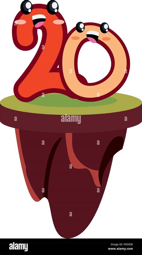 kawaii number twenty character cartoon vector illustration Stock Vector Image & Art - Alamy